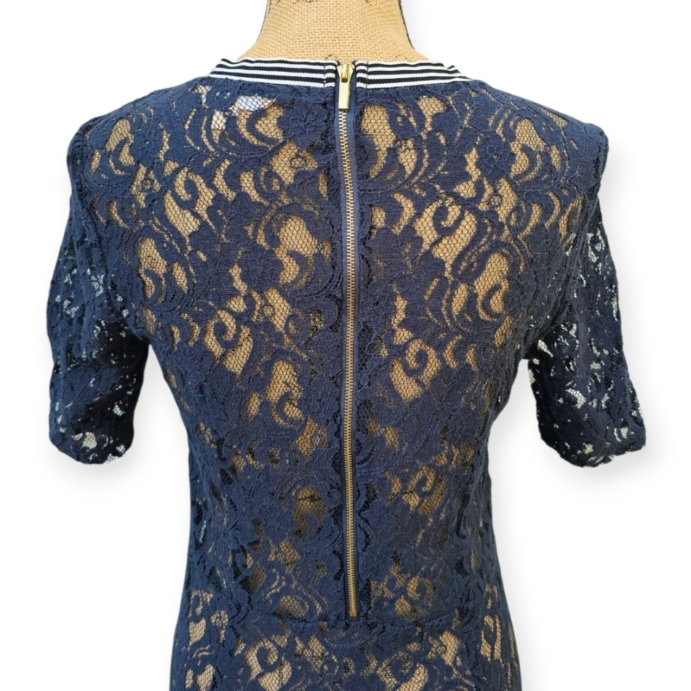 Hope & Harlow Chic Navy Sheath Lace Midi Dress,Size 8 - Picture 5 of 6
